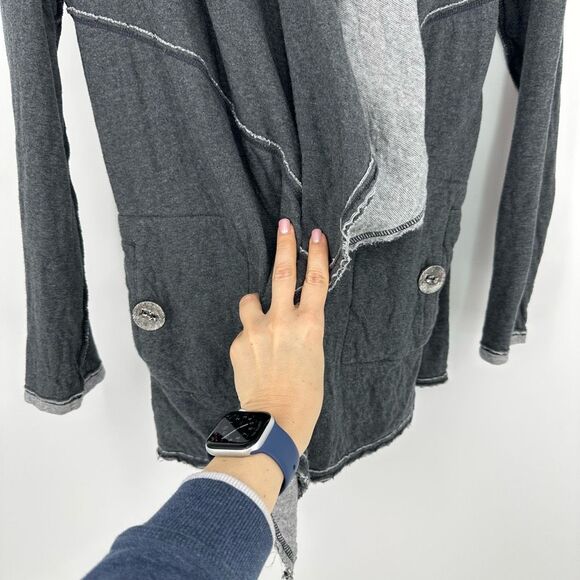 Neon Buddha Womens Long Sleeve Draped Cardigan Size S Cotton Grey Lagenlook Arts - Picture 10 of 12